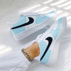 Nike custom air force 1 low baby blue black